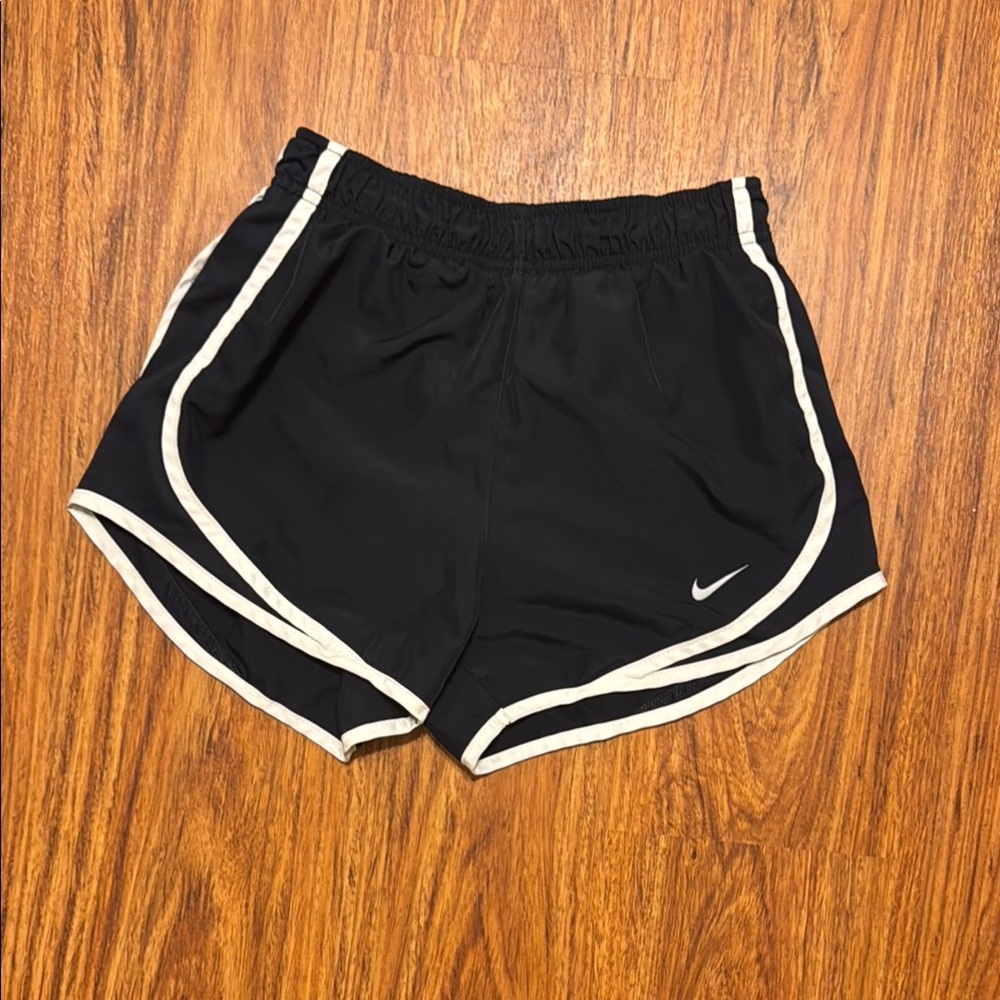 Nike Black and White Athletic Shorts with Dolphin Hem
